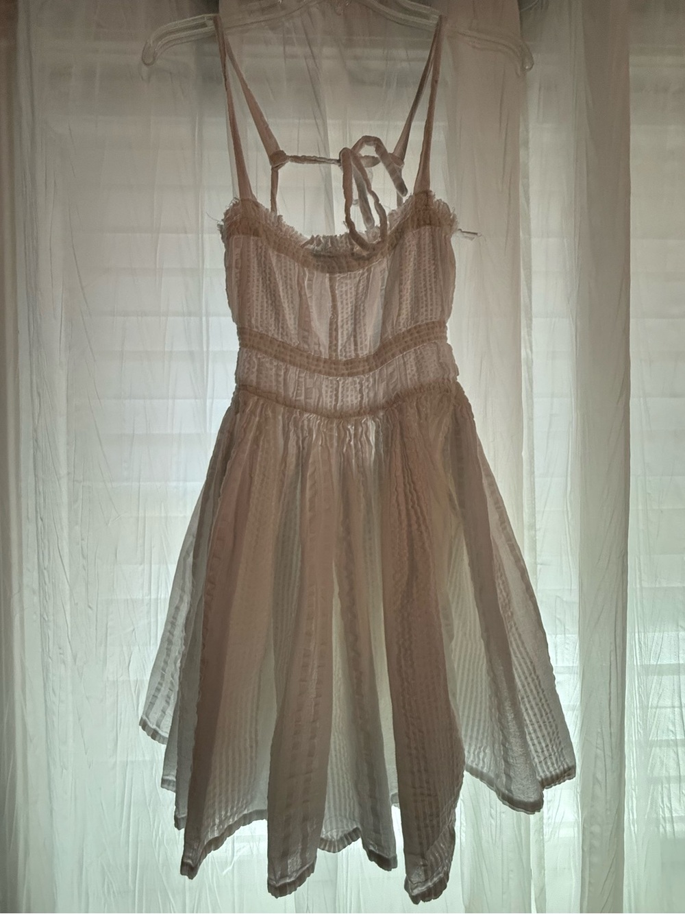 White Summer Sundress with Flounce and Tie Details